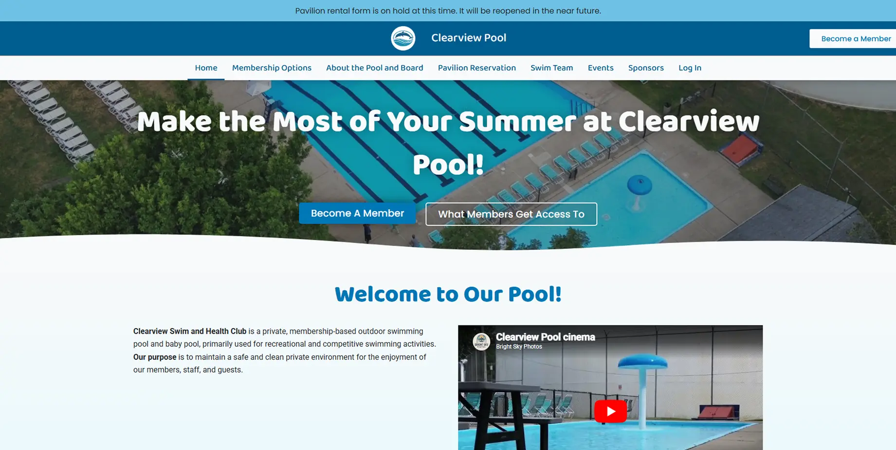 Clearview Pool and Health Club website